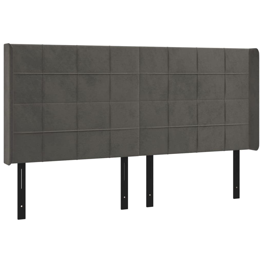 Vidaxl Led Headboard, Upholstered Headboard For Bed Home, Bed Headboard With Led Light, Bedroom Furniture, Dark Gray 64.2"X6.3"X46.5"/50.4" Velvet
